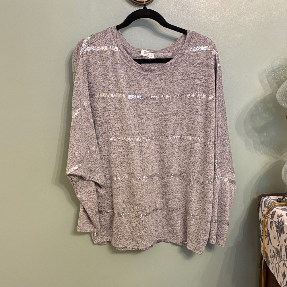 Maurices Heather Gray Sequin Women's top